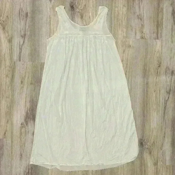Vintage Nicole Sleeveless Nightgown Satin Lace Slip Blue Modest Chemise Size S - Picture 7 of 7